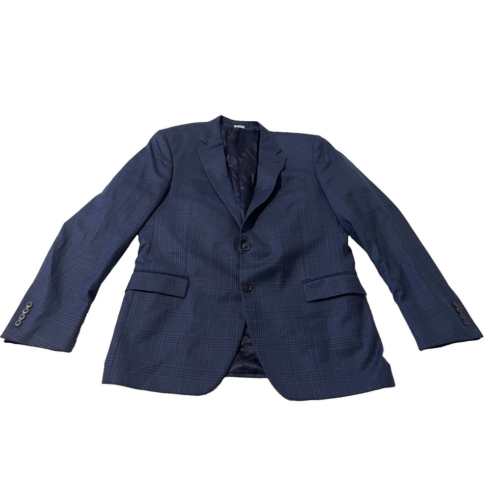 Peter Millar Blazer 46T Blue Wool Windowpane Check Made In Portugal